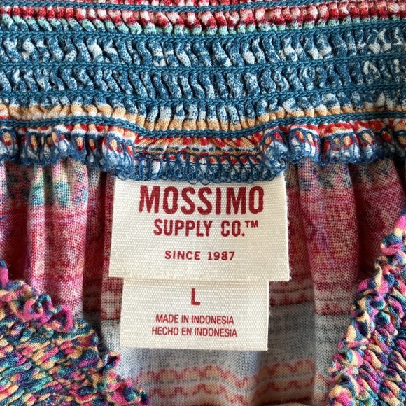 Boho Red Blue Multi-Colored Gypsy Hippie Stretchy Waist Mini Skirt Size L - Picture 3 of 8